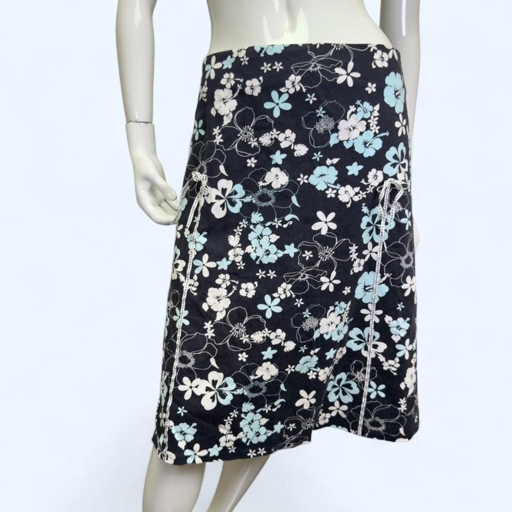 Y2K‎ Blue Floral Mini Skirt, Coquette A-Line, plus size